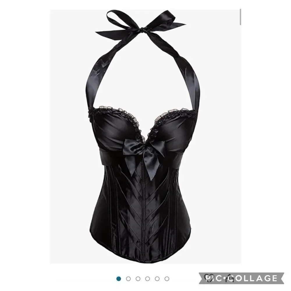 Black Lace Up Corset Waist Cincher M